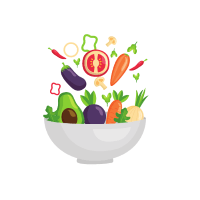 Bowl with Fruits and Veggies Graphic